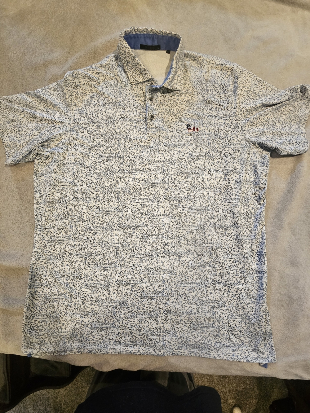 Greyson Clothiers Mens XXL Golf Polo Shirt Blue White American Flag Golf Print